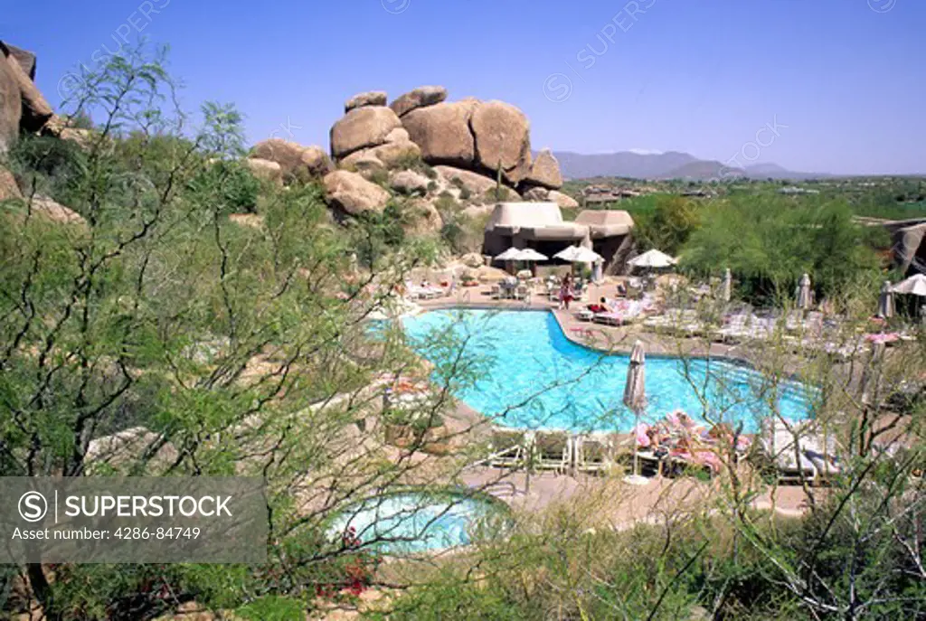 People at swimming pool at The Boulders Scottsdale near Phoenix Arizona