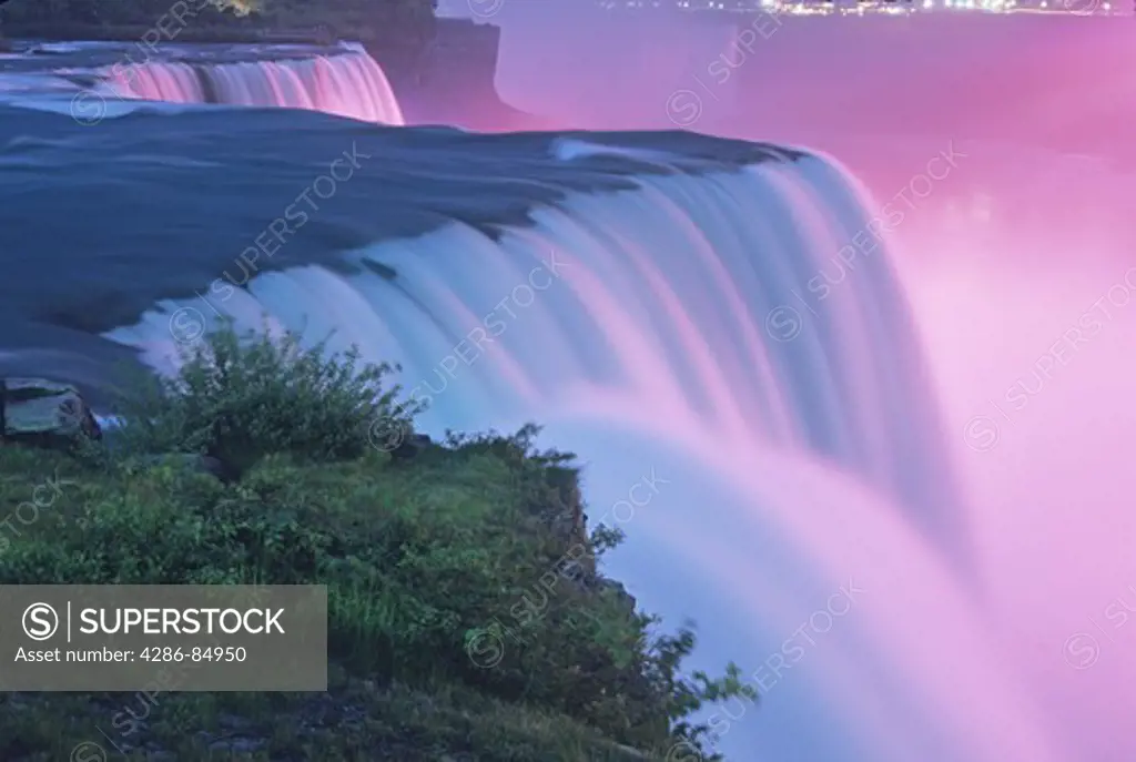 colored night lighting American Falls Niagara Falls New York