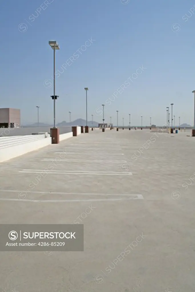 Empty parking lot top floor downtown Phoenix Arizona