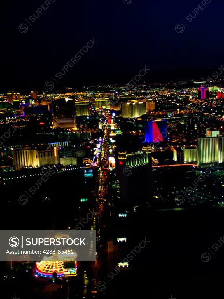 Las Vegas Strip at night, Las Vegas, Nevada, USA.
