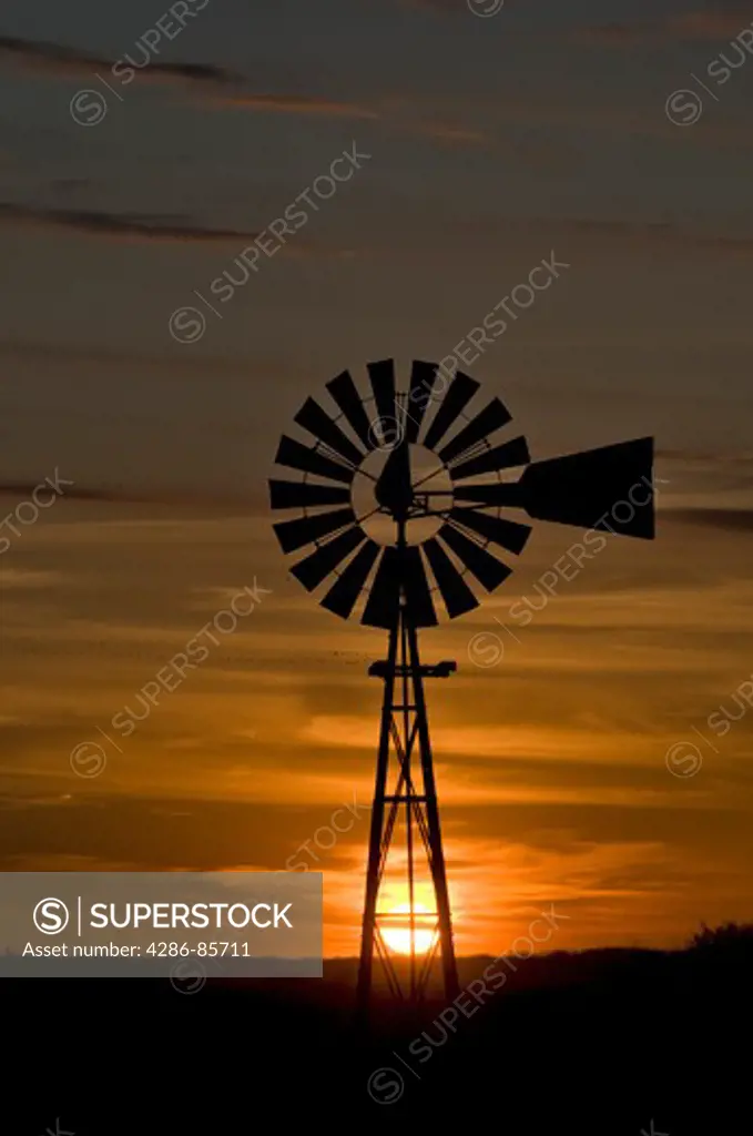 prairie windmill-central nebraska-sunset-2009