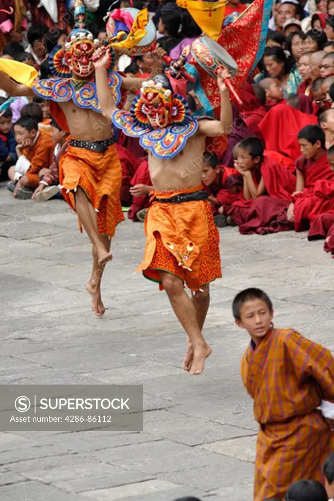 Dancers at the Tsechu (festival), Thimphu, Bhutan
