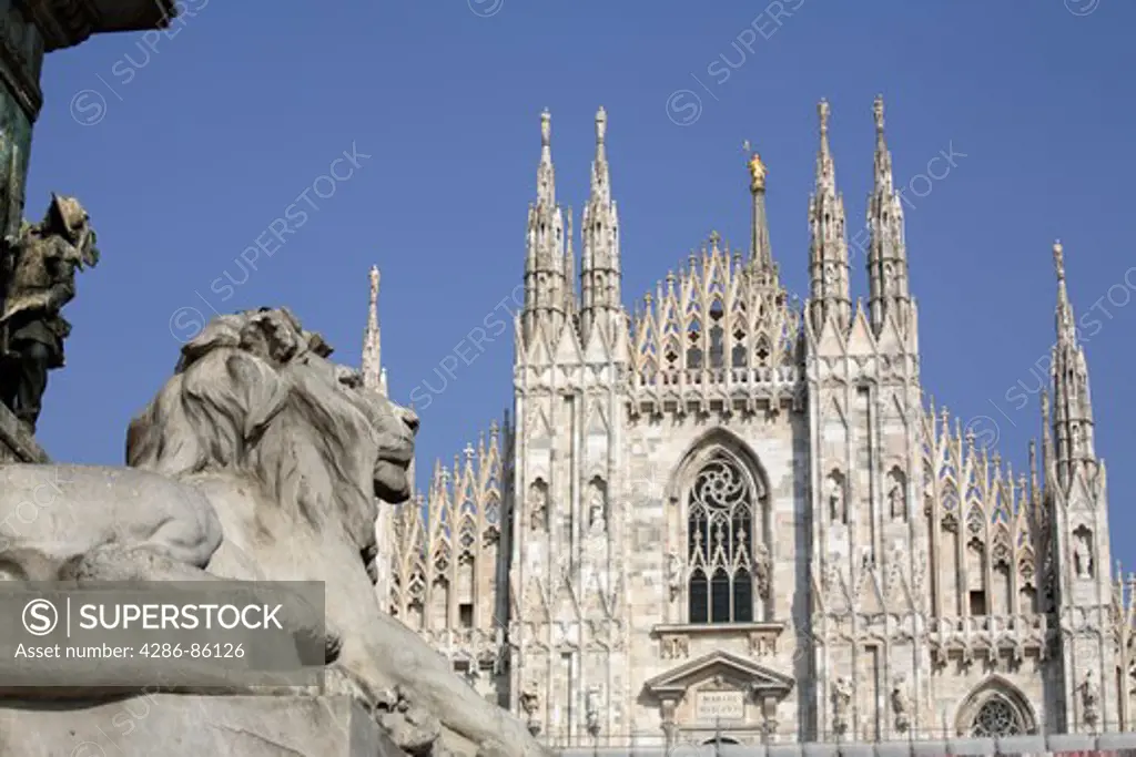 The main facade of Duomo, Milan, Italy