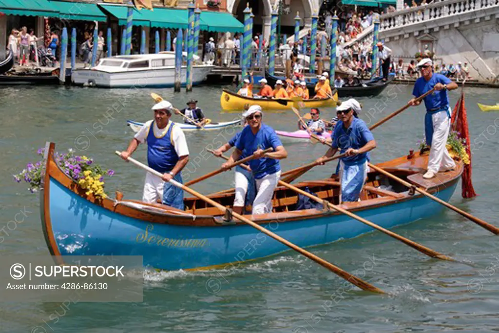 A rowboat during the Vogalonga competition, Venice, Italy