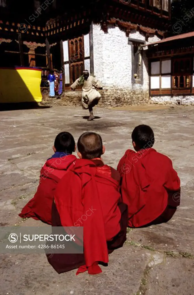 Child monks at the Tsechu (festival), Tangbi Mani, Bhutan