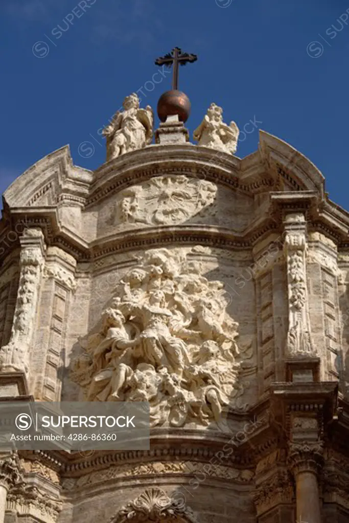 Detail on the entrance of Saint Mary Cathedral, Valencia, Spain