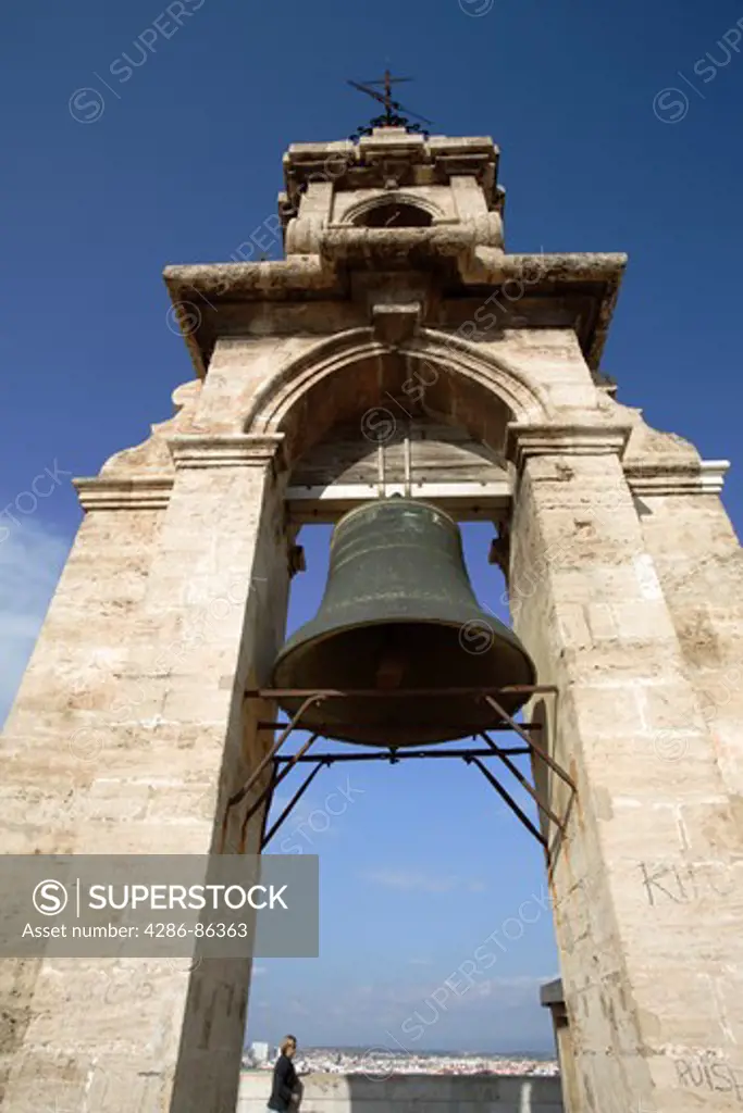 The bell atop the Miguelete tower, Valencia, Spain