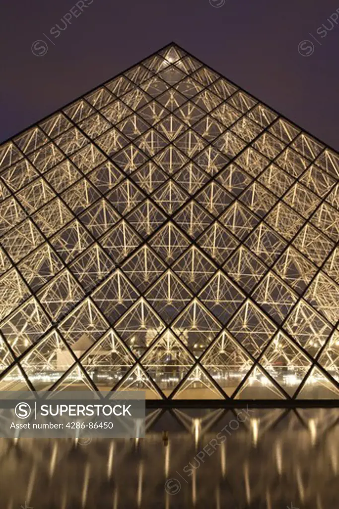 The Pyramid of the Louvre palace, Paris, France