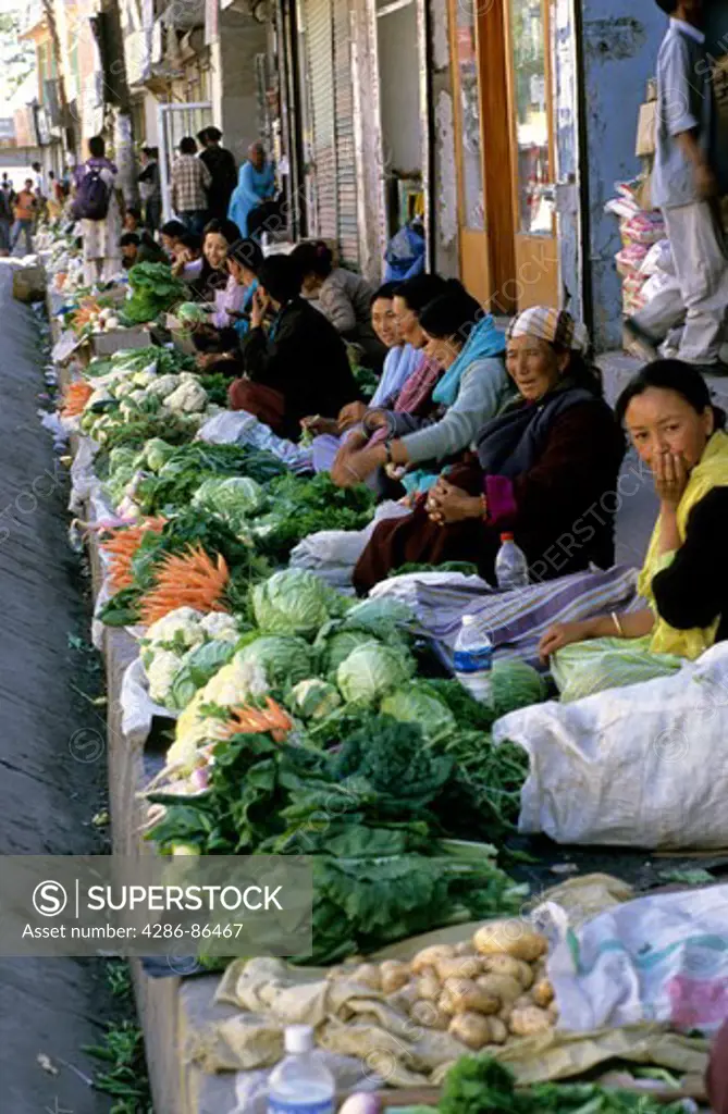 Women selling vegetables at the Leh market, Ladakh
