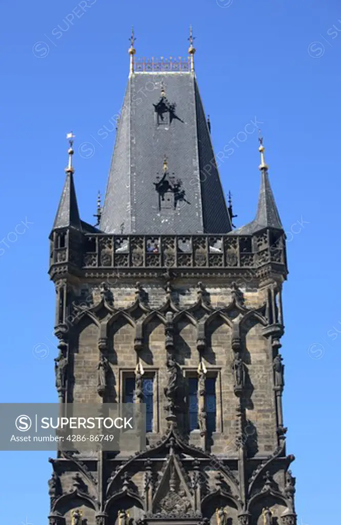 The 65m tall Powder Tower, Prague, Czech Republic