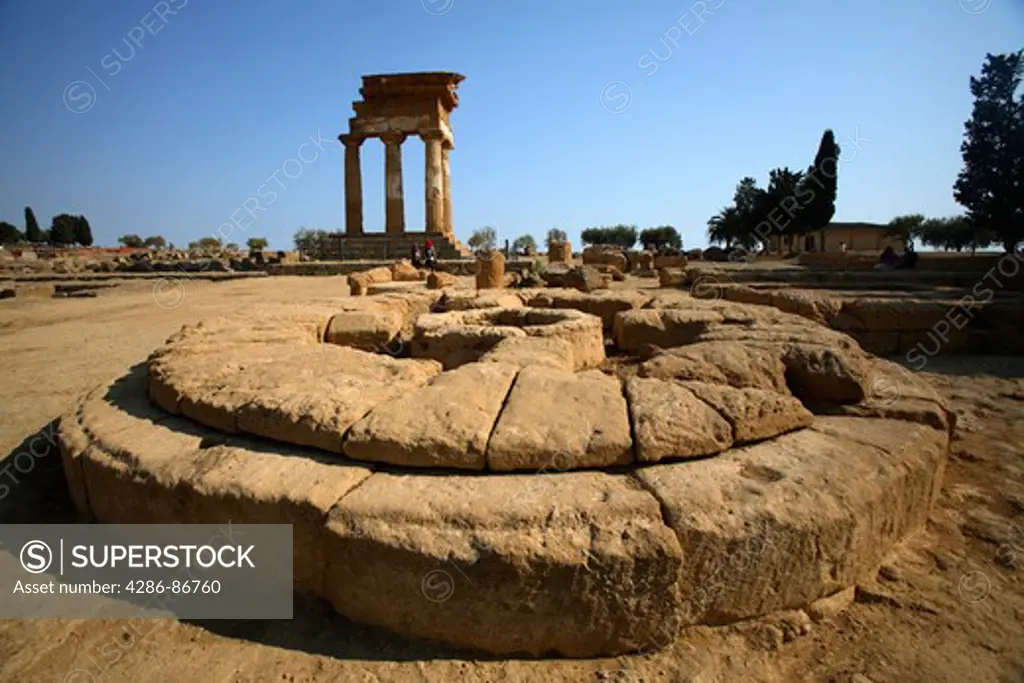 Ruins of temple of Castor and Pollux (Dioscuri), Agrigento, Italy
