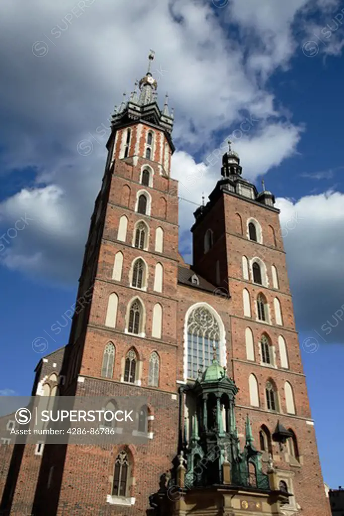 St. Mary's church in Rynek Glowny square in Krakow, Poland