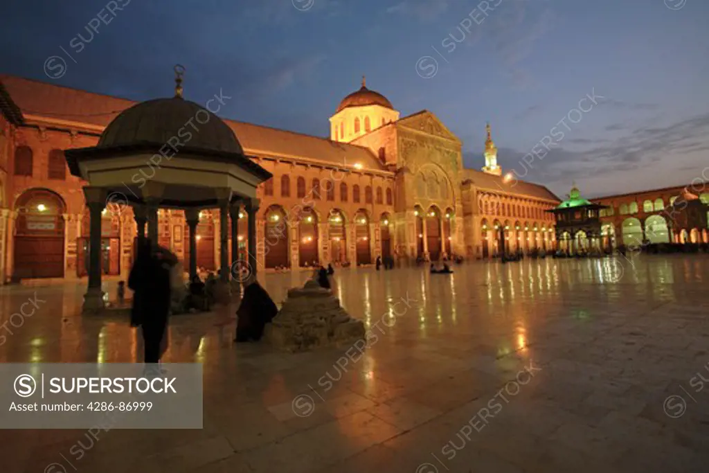 Umayyad Mosque at night, Damascus, Syria