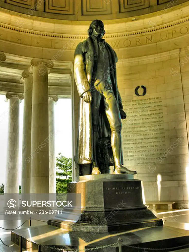 Statue of Thomas Jefferson inside the Jefferson Memorial , Washington, DC