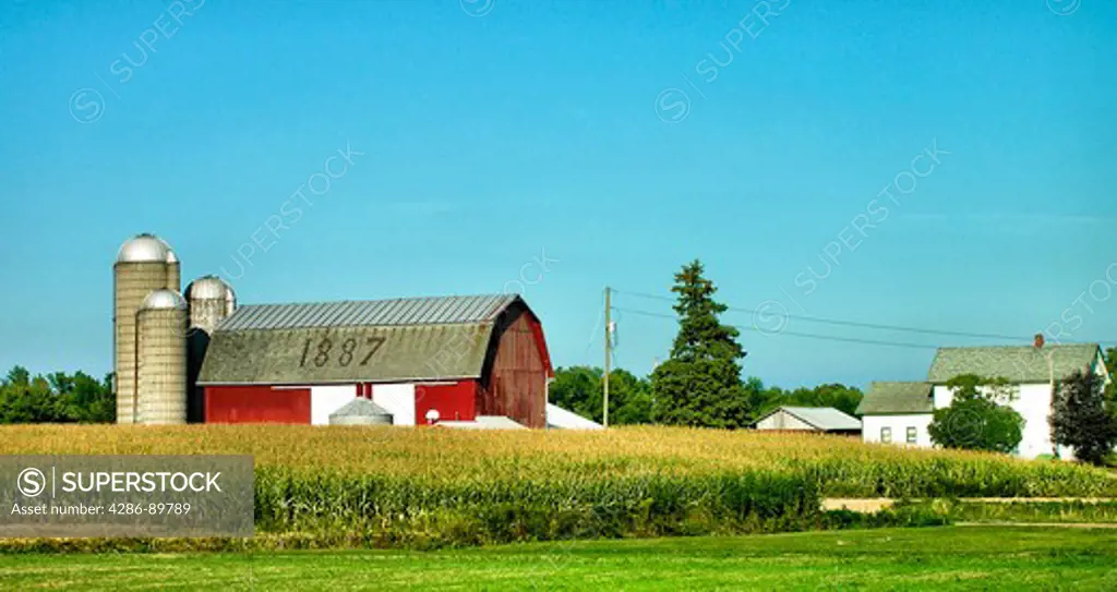 Red barn and farmstead in Benton Center, New York
