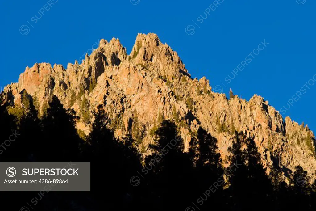 The rocky outcroppings of the San Juan Mountain range in the Rocky Mountains near Telluride, Colorado