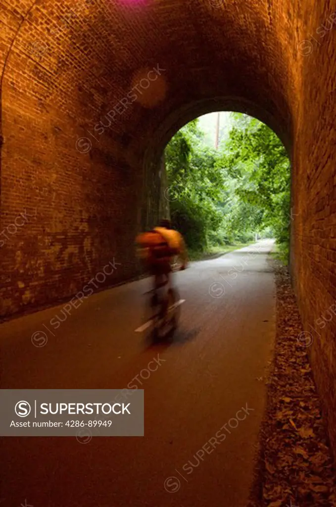 Man biking on crescent trail, Montgomery County,Maryland