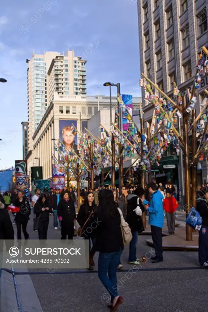 Colourful outdoor art along Granville Street during the 2010 Winter Olympic Games, Vancouver, Canada