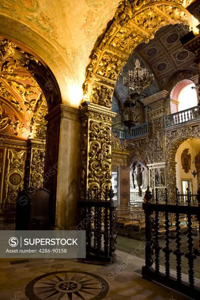 Brazil, Rio de Janeiro. Ornate interior of The Sao Bento Monastery