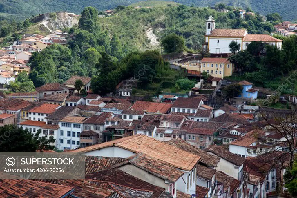 Brazil. Rooftops of Ouro Preto village. Unesco World Heritage Site