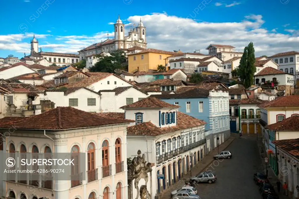 Brazil. Ouro Preto village and The Church of our Lady of Carmel. UNESCO World Heritage Site