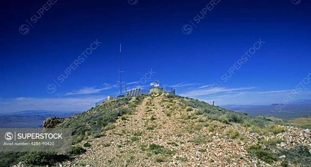 Energy. Solar powered communication atop mountain New Mexico USA.