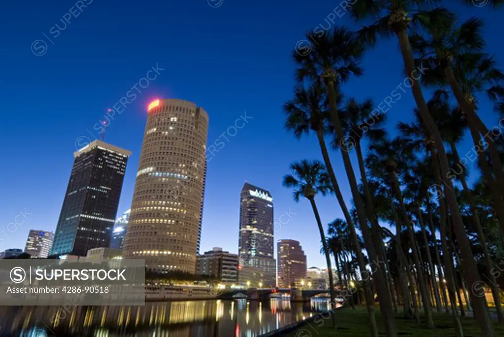 University of Tampa campus looks onto Hillsborough River, downtown Tampa, Florida