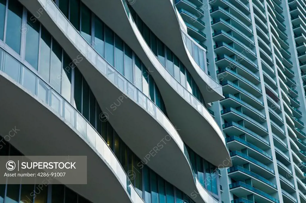High rise condos along Biscayne Boulevard in downtown Miami, Florida, USA