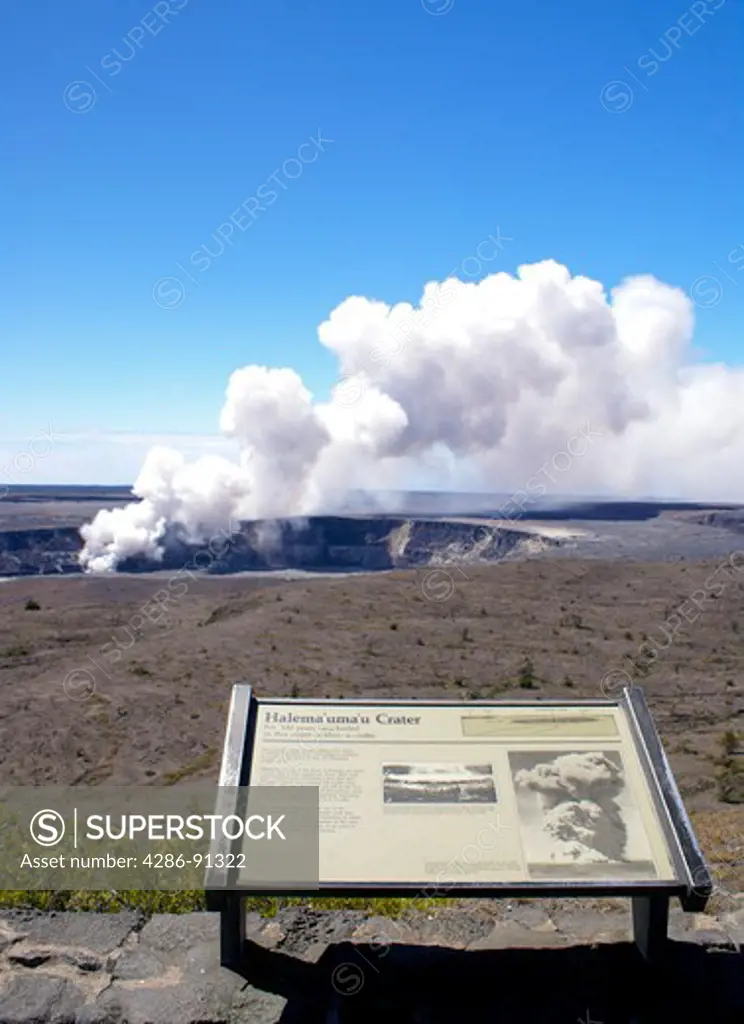 This is the Kilauea Caldera of the active volcano at the Hawaii Volcanoes National Park on The Big Island, Hawaii,
