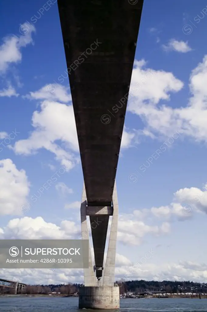 Concrete Skytrain commuter train bridge from Surrey to New Westminster BC Canada  -