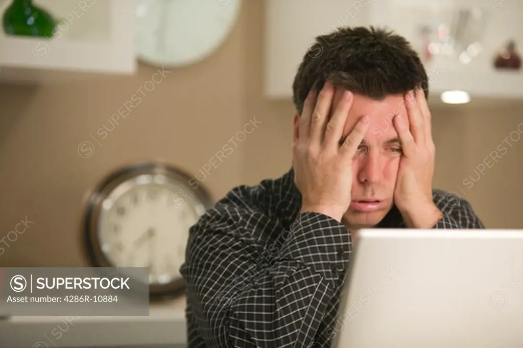 Frustrated computer worker causcasian male late 40s..  PR