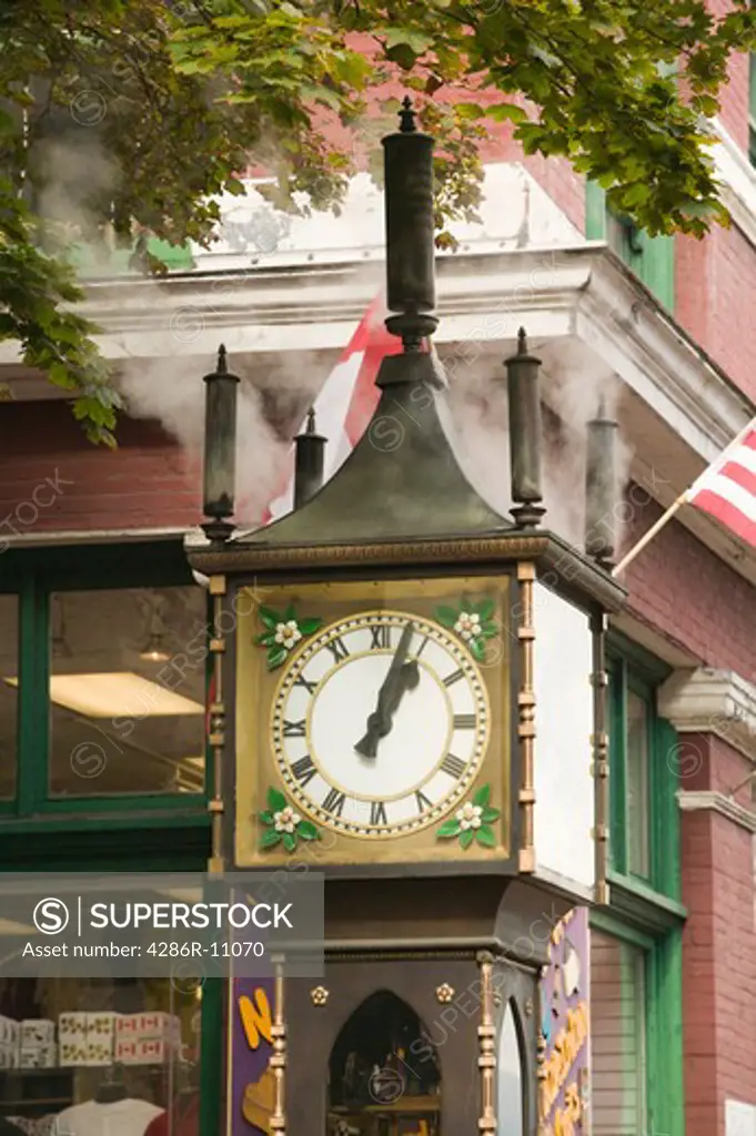 Gastown Steam Clock, Water Street Vancouver British Columbia Canada.-