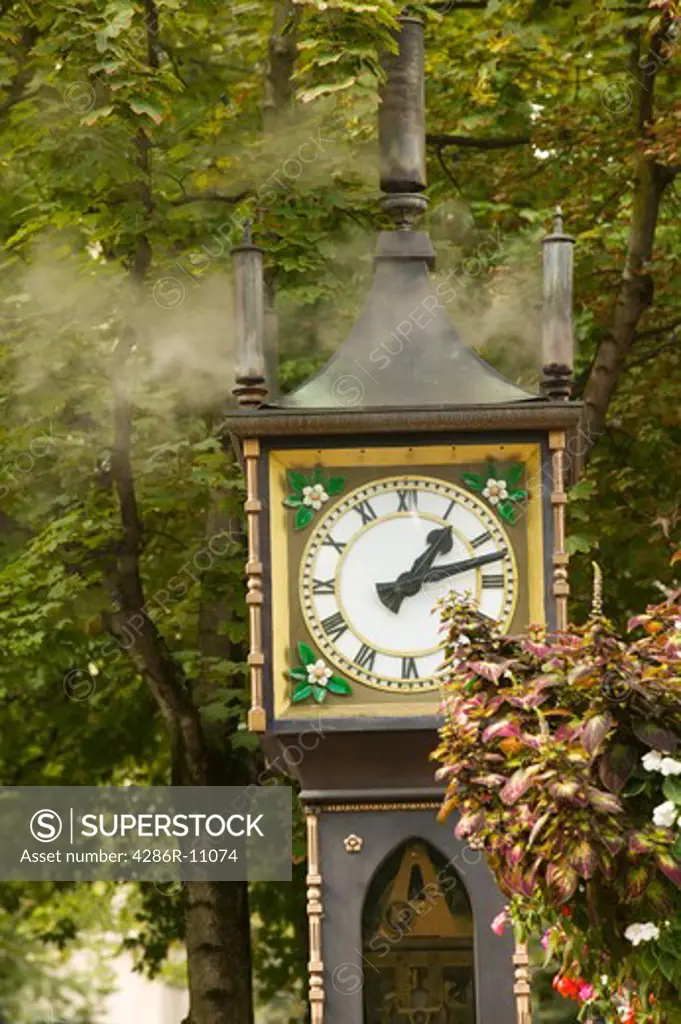 Gastown Steam Clock, Water Street Vancouver British Columbia Canada.-