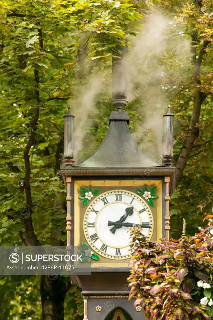 Gastown Steam Clock, Water Street Vancouver British Columbia Canada.-