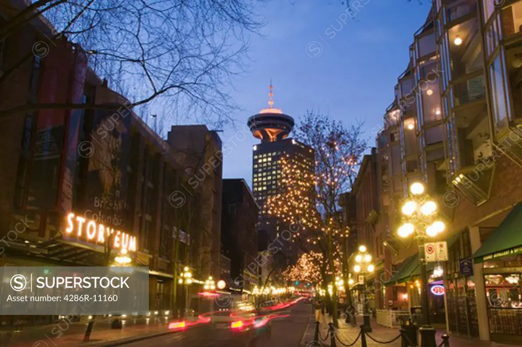 Gastown, Water Street, Harbour Center Tower, Vancouver, BC, Canada.No Property Release