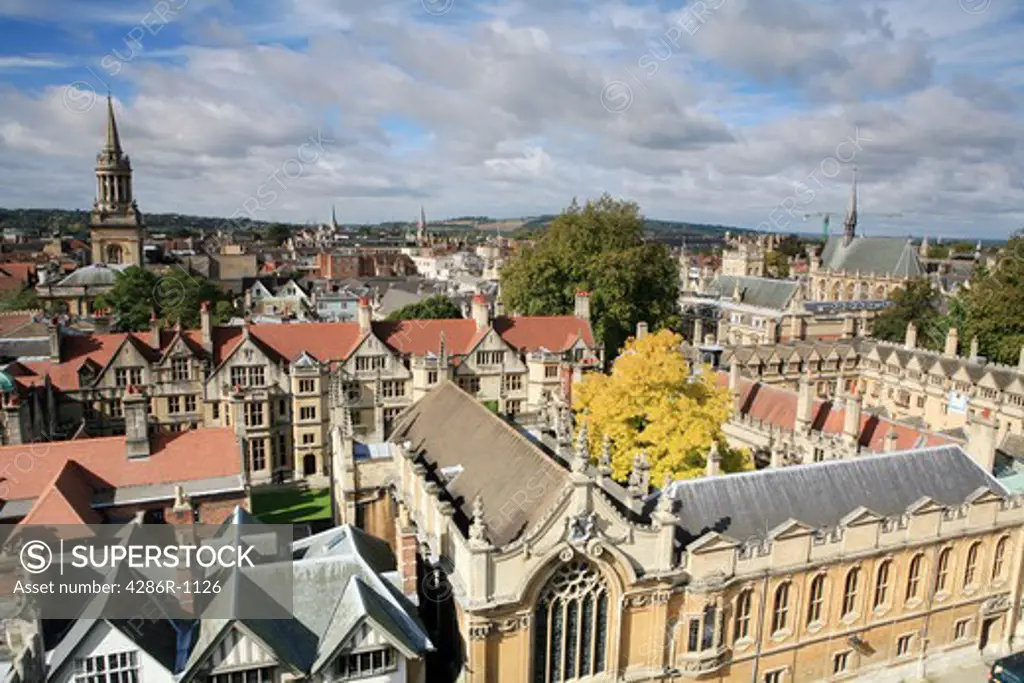 View of Oxford, across the top of Brasenose and Exeter colleges.