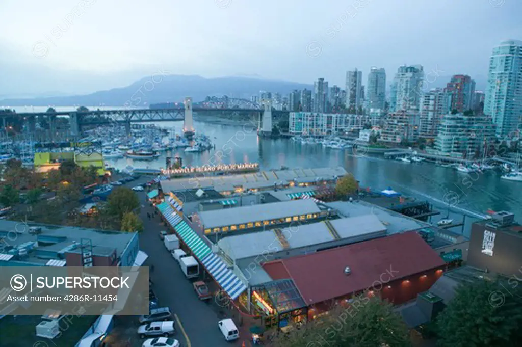 Vancouver, British Columbia Canada. Granville Island and False Creek..-