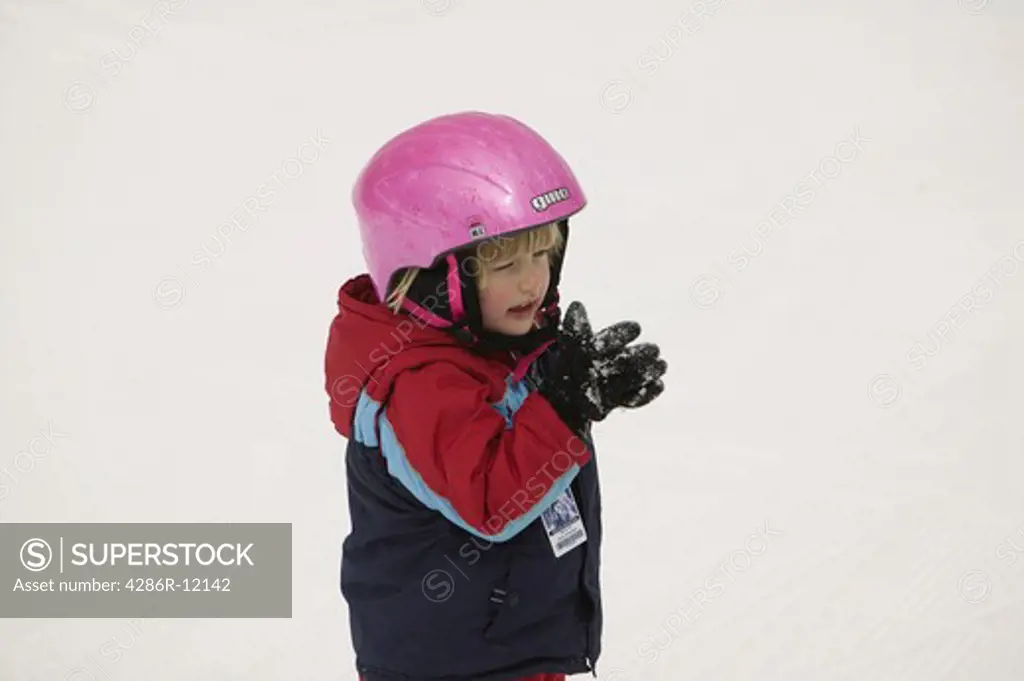 4 Year Old Girl Skiing, Grouse Mountain North Vancouver BC Canada, MR-0601