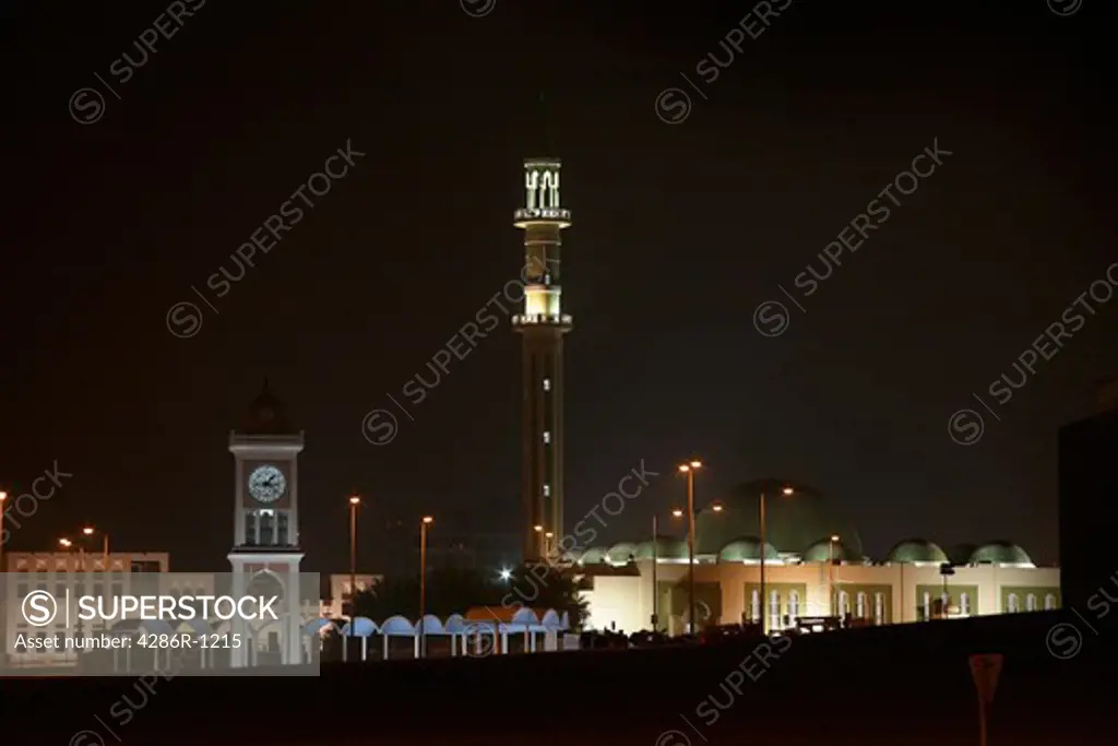 Doha Grand Mosque at night, Qatar