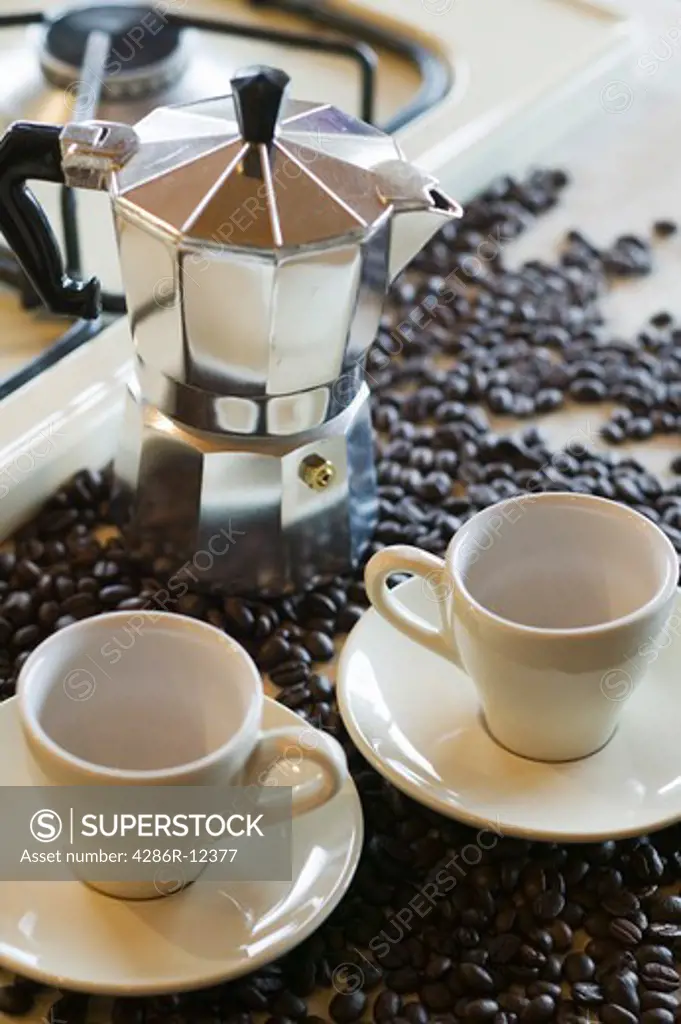 Espresso Coffee Maker and Coffee Beans