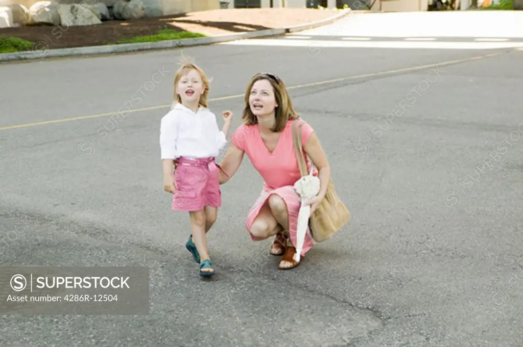 Mom and Daughter Out For a Walk, MR-0601 MR-0637