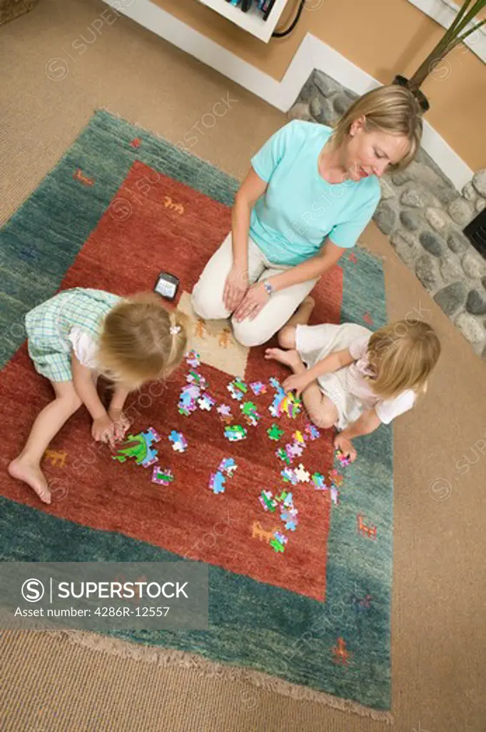 Mom and Daughters With a Jigsaw Puzzle, MR-0652 MR-0653 MR-0654 PR-0655