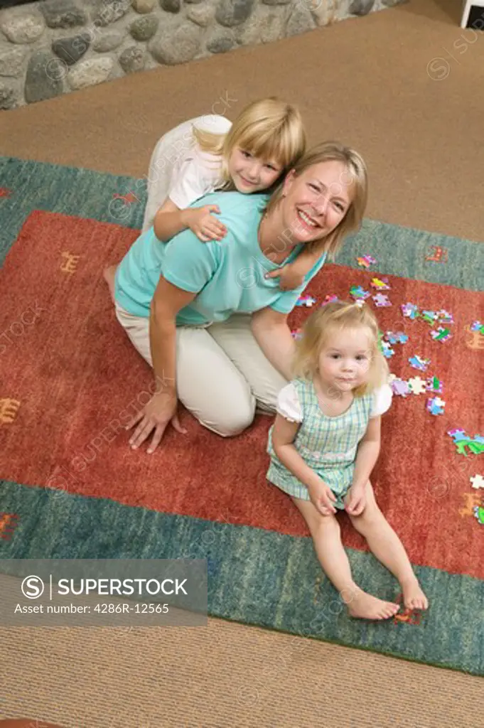 Mom and Daughters With a Jigsaw Puzzle, MR-0652 MR-0653 MR-0654 PR-0655