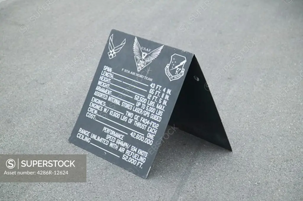 Display Placard For a F-117