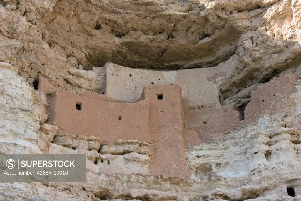 Montezuma Castle National Monument, ancient cliff dwellings made from stone and adobe, near Camp Verde, Arizona, USA.