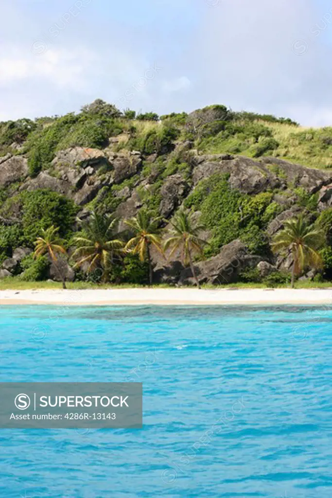 Beautiful waters and white sand beach make up the group of small islands at Tobago Cays