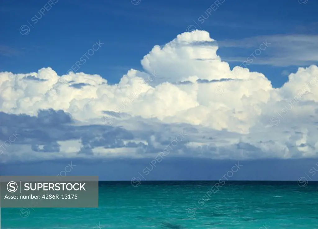 Storm clouds over blue green waters - Vieques Island, Puerto Rico