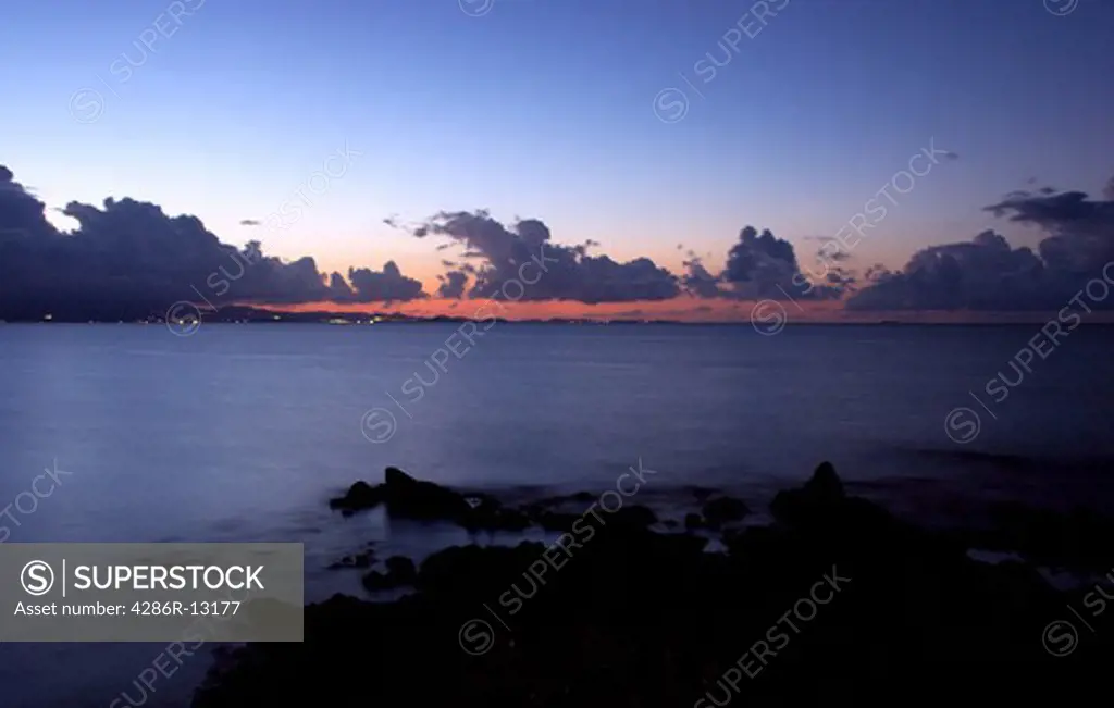 Looking towards the main island of Puerto Rico from Vieques Island at dusk