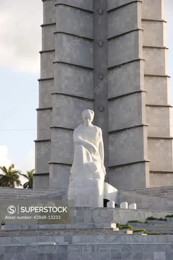 Status at Jose Marti Memorial tower, Plaza de la Revolucion, Havana Cuba