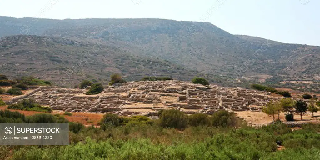 The Minoan town of Gournia, near Aghios Nikolaos, Crete, which is the best-preserved New Palace-era (c. 3,500-year-old) Minoan town so far discovered.